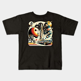 Retro Cosmic Odyssey: Vintage Space Adventure Kids T-Shirt